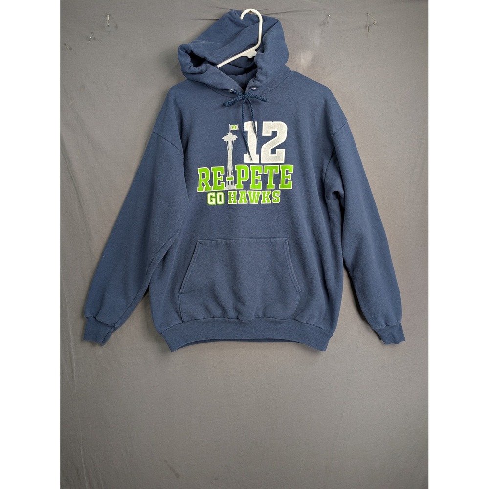 Port & Company Seattle Seahawks 12 Re-Pete Go Hawks Hoodie Sweatshirt Mens Large